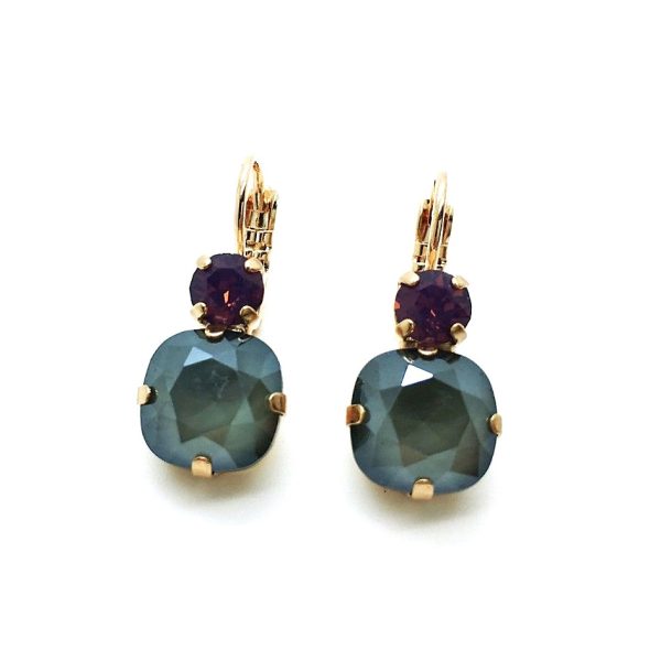 Mariana Earrings Sophisticated Dk Grey & Cyclamen Opal Swarovski Crystals My Treasures Coll.