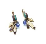 Earrings By Mariana Woman Fashionable Blues and Purples Swarovski Crystals - Image 3