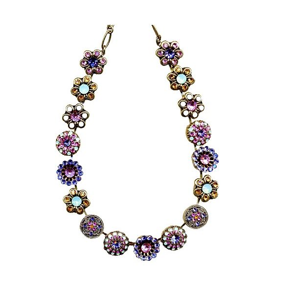 Mariana Necklace Floral Beaded Multicolored Austrian Crystals Flower Power Coll.