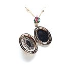 Mariana Necklace Pendant Oval Locket Emerald & Pink Austrian Crystals Inspiration Coll. - Image 3