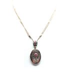 Mariana Necklace Pendant Oval Locket Emerald & Pink Austrian Crystals Inspiration Coll. - Image 2