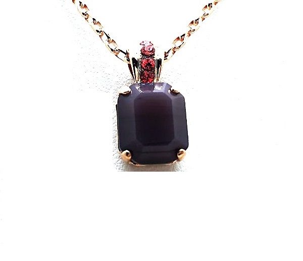 Mariana Necklace Pendant Elegant Cyclamen Opal & Peach Swarovski Crystals Xenia Odyssey Coll.