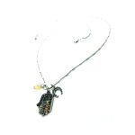 Mariana Necklace Pendant Hamsa & Charms Blacks & Greens Swarovski Crystals Luxury Nirvana Coll. - Image 2