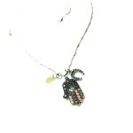 Mariana Necklace Pendant Hamsa & Charms Blacks & Greens Swarovski Crystals Luxury Nirvana Coll. - Image 3