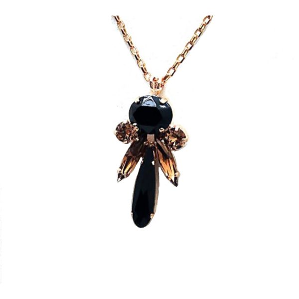 Mariana Necklace Pendant Sophisticated Jet & Topaz Austrian Crystals My Treasures Coll.