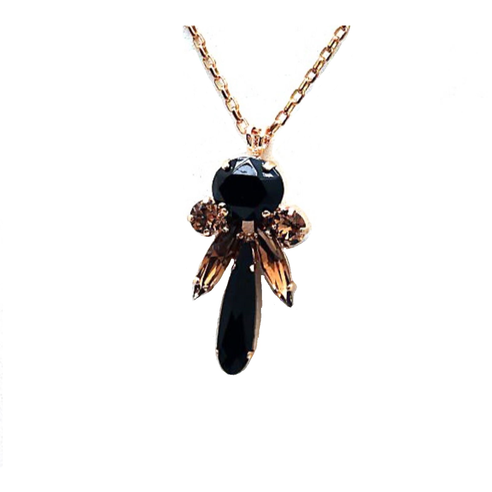 N-5030-5-280221-RG (3) Mariana Necklace Pendant Sophisticated Jet & Topaz Austrian Crystals My Treasures Coll. - Image 1