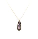Mariana Necklace Pendant Fab Purple Velvet & Aurum Swarovski Crystals My Treasures Coll. - Image 2