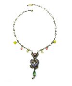 Mariana Necklace Pendant Colorful Marrakech Mineral & Multicolor Swarovski Crystals My Treasures Coll. - Image 3