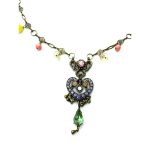 Mariana Necklace Pendant Colorful Marrakech Mineral & Multicolor Swarovski Crystals My Treasures Coll.