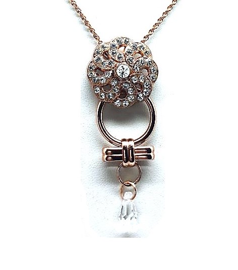 Mariana Necklace Pendant Lovely Floral & Bow in Clear Swarovski Crystals My Treasures Coll.