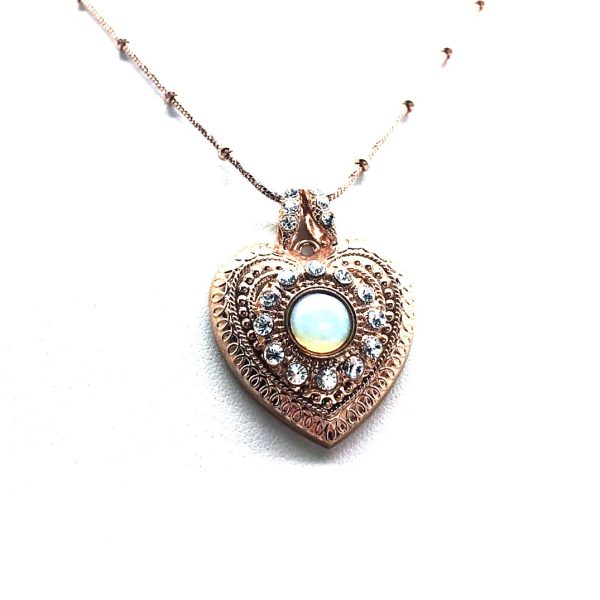 Mariana Necklace Pendant Heart Shape Clear & White Opal Swarovski Crystals My Treasures Coll.
