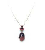 Mariana Necklace Pendant Hamsa Beaded Bright Red, Fuchsia & Jet Swarovski Crystals I’m On Fire Paradise Coll. - Image 3