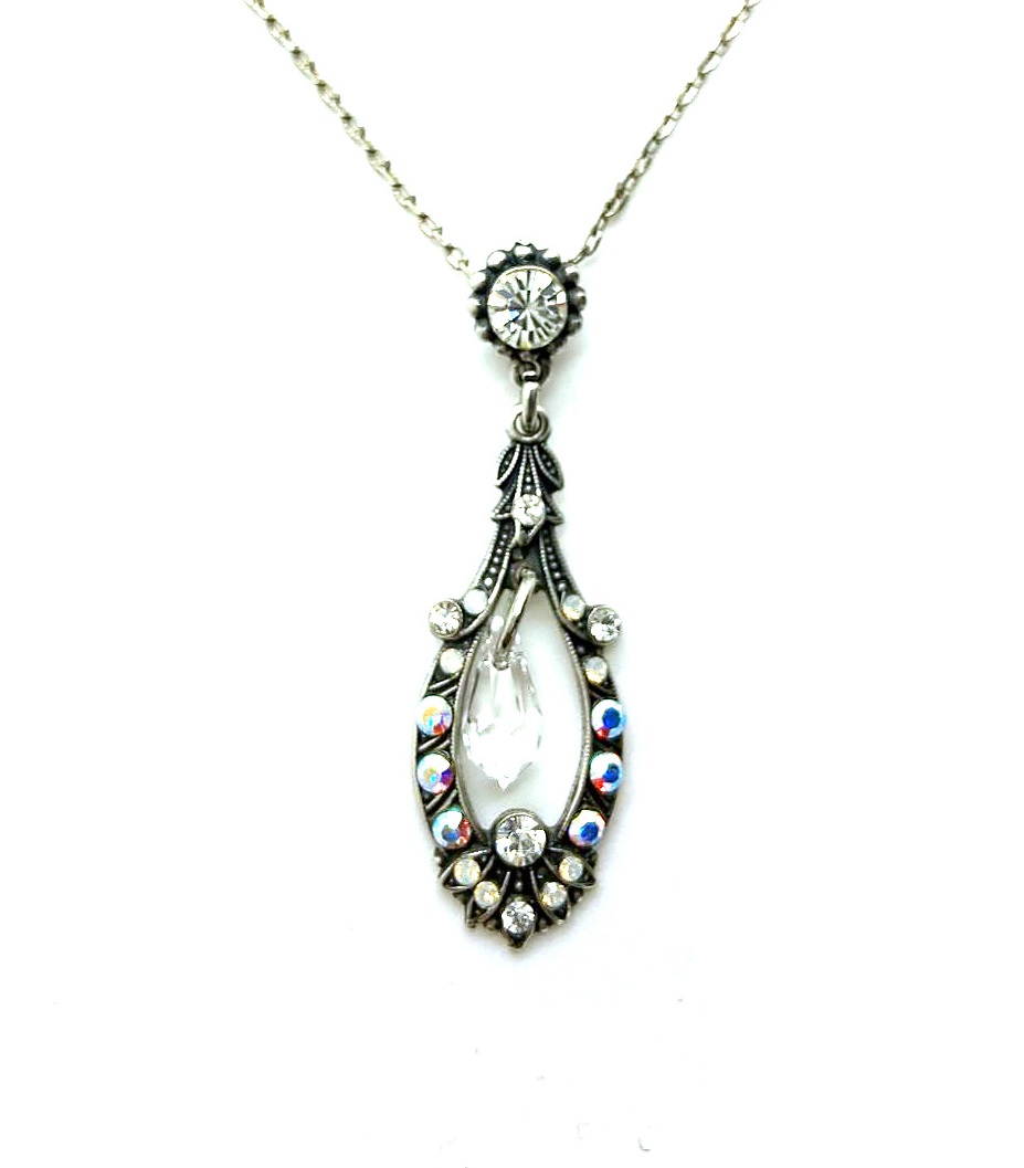 N-5120-1-001-RO (3) Mariana Necklace Pendant Finely Detailed Clear & AB Austrian Crystals Inspiration Coll. - Image 1