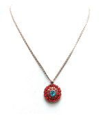 Necklace Pendant By Mariana Woman Stunning Turquoise and Hyacinth Swarovski Crystals - Image 2