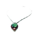 Mariana Necklace Pendant Stunning Apple Green & Padparadscha Austrian Crystals Lotus Silk Road Coll. - Image 3