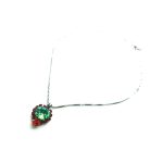 Mariana Necklace Pendant Stunning Apple Green & Padparadscha Austrian Crystals Lotus Silk Road Coll. - Image 2