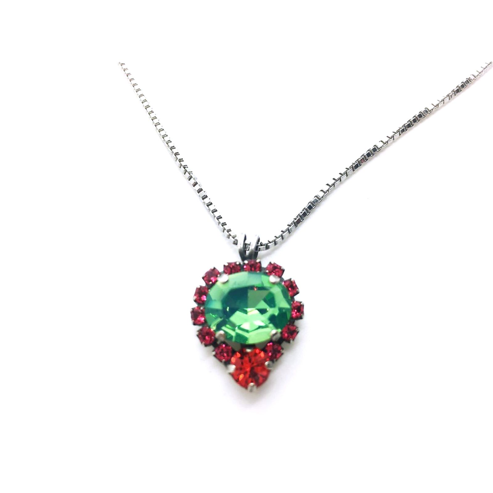 N-5132-2-1052-SP (3) Mariana Necklace Pendant Stunning Apple Green & Padparadscha Austrian Crystals Lotus Silk Road Coll. - Image 1