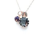 Mariana Necklace Pendant Duo Faceted Blk Diamond & Cyclamen Opal Swarovski Crystals My Treasures Coll.