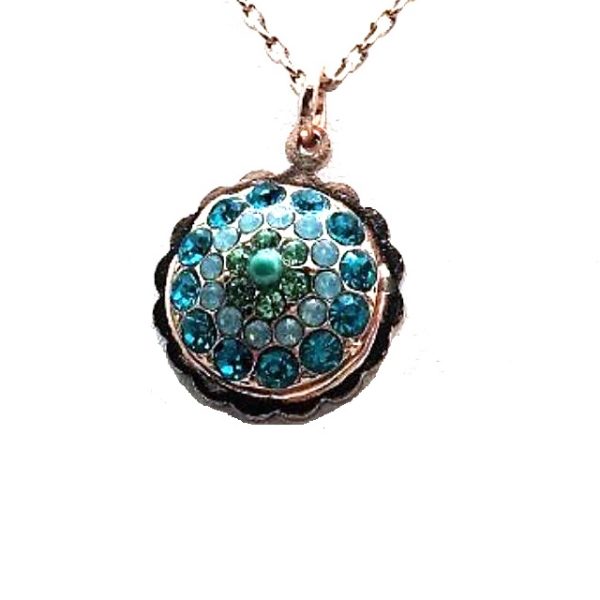Mariana Necklace Pendant Floral Greens & Blues Swarovski Crystals Congo Africa Coll.