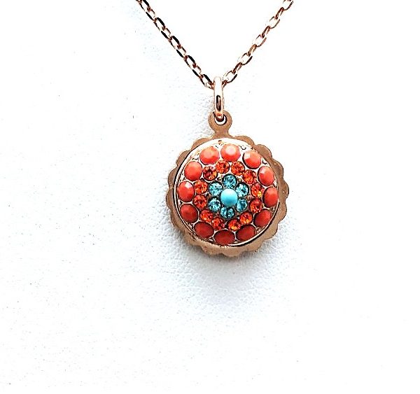 Mariana Necklace Pendant Guardian Angel Blues & Oranges Swarovski Crystals Africa Coll.