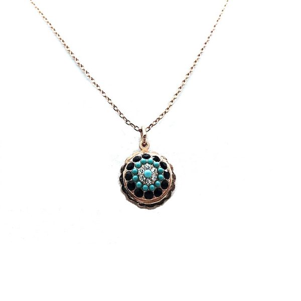 Mariana Necklace Pendant Guardian Angel Jet & Turq Swarovski Crystals Zanzibar Africa Coll.