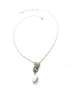 Mariana Necklace Pendant Heart Shaped Pearl Mineral & AB Swarovski Crystals Sweet Summer Coll. - Image 3