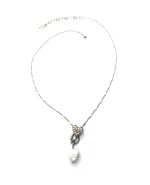 Mariana Necklace Pendant Heart Shaped Pearl Mineral & AB Swarovski Crystals Sweet Summer Coll. - Image 2