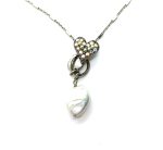 Mariana Necklace Pendant Heart Shaped Pearl Mineral & AB Swarovski Crystals Sweet Summer Coll.