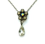 Mariana Necklace Pendant Floral Whites Swarovski Crystals Magnolia East Meets West Coll.