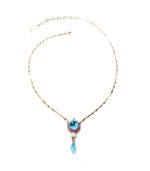 Mariana Necklace Pendant Pinks & Blues Swarovski Crystals Margarita Cocktail Hour Coll. - Image 3