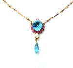 Mariana Necklace Pendant Pinks & Blues Swarovski Crystals Margarita Cocktail Hour Coll.