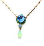 Necklace Pendant By Mariana Woman Air Blue and Fern Green Swarovski Crystals