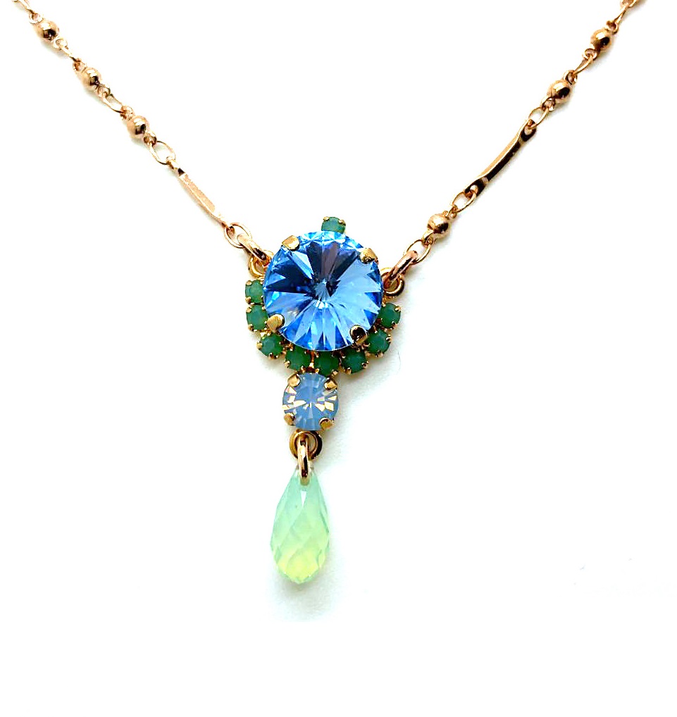 N-5219-7171-RG (3) Necklace Pendant By Mariana Woman Air Blue and Fern Green Swarovski Crystals - Image 1