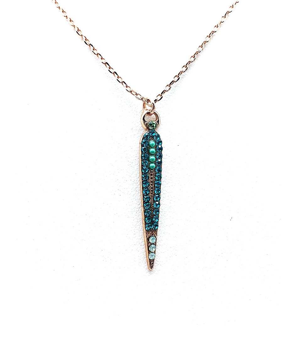N-5304-1076-RG (1) Mariana Necklace Pendant Fab Blue Zircon & Pacific Opal Austrian Crystals Congo Africa Coll. - Image 1