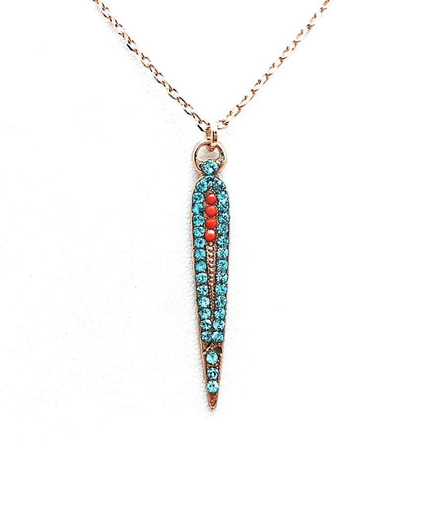 N-5304-1079-RG (1) Mariana Necklace Pendant Exquisite Blues & Oranges Swarovski Crystals Africa Coll. - Image 1