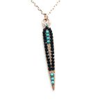 Mariana Necklace Pendant Fab Turq, Clear & Jet Swarovski Crystals Zanzibar Africa Coll.