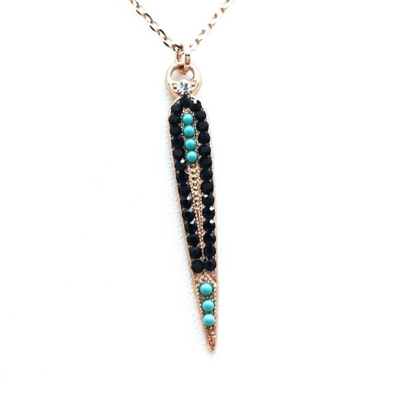 Mariana Necklace Pendant Fab Turq, Clear & Jet Swarovski Crystals Zanzibar Africa Coll.