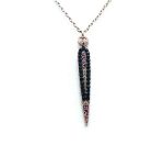 Mariana Necklace Pendant Glamorous Lt Rose & Jet Swarovski Crystals Madagascar Africa Coll.