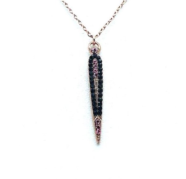 Mariana Necklace Pendant Glamorous Lt Rose & Jet Swarovski Crystals Madagascar Africa Coll.