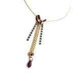 Mariana Necklace Pendant Gorgeous Peach, Purples & Jet Swarovski Crystals Xenia Odyssey Coll.