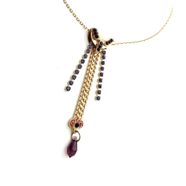 Mariana Necklace Pendant Gorgeous Peach, Purples & Jet Swarovski Crystals Xenia Odyssey Coll.