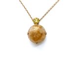 Mariana Necklace Pendant Dolomite Coral Mineral & Jonquil Swarovski Crystals My Treasures Coll.