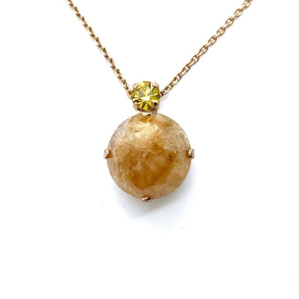 Mariana Necklace Pendant Dolomite Coral Mineral & Jonquil Swarovski Crystals My Treasures Coll.