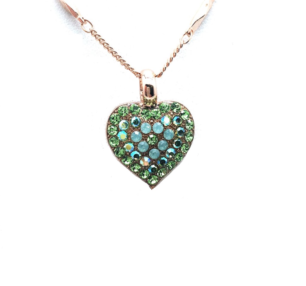 N-5700-214-RG (3) Mariana Necklace Pendant Heart Shaped Greens Austrian Crystals My Treasures Coll. - Image 1