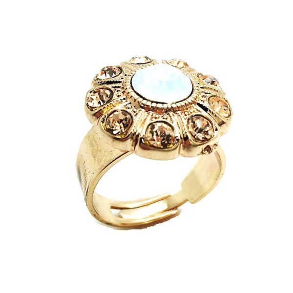 Mariana Ring Lt Peach & White Opal Swarovski Crystals Afternoon Delight Songbook Coll.
