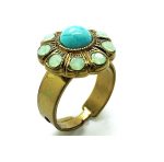 Mariana Ring Floral Turquoise & Chrysolite Opal Swarovski Crystal My Treasures Coll.
