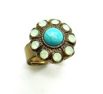 Mariana Ring Floral Turquoise & Chrysolite Opal Swarovski Crystal My Treasures Coll. - Image 2