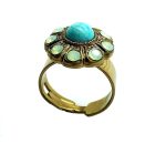 Mariana Ring Floral Turquoise & Chrysolite Opal Swarovski Crystal My Treasures Coll. - Image 3