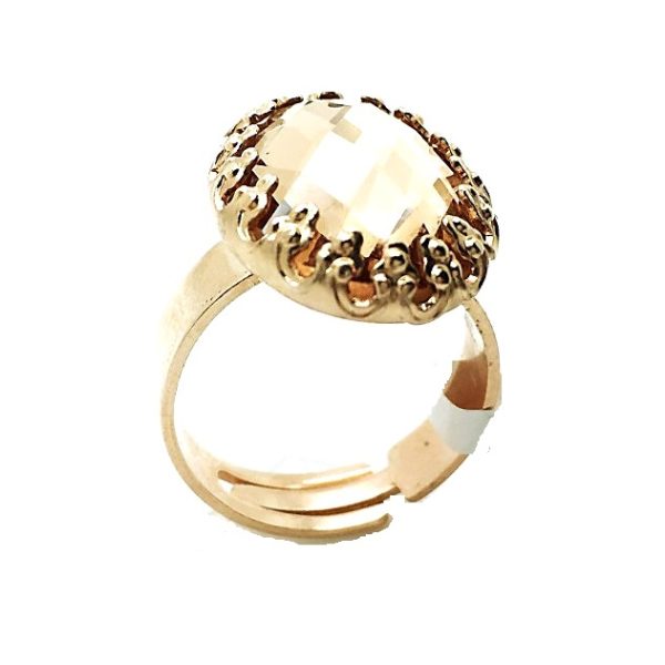 Mariana Ring Faceted Light Peach Swarovski Crystals My Treasures Coll.