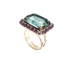 Mariana Ring Exude Elegance Black Diamond & Cyclamen Opal Swarovski Crystals My Treasures Coll. - Image 3